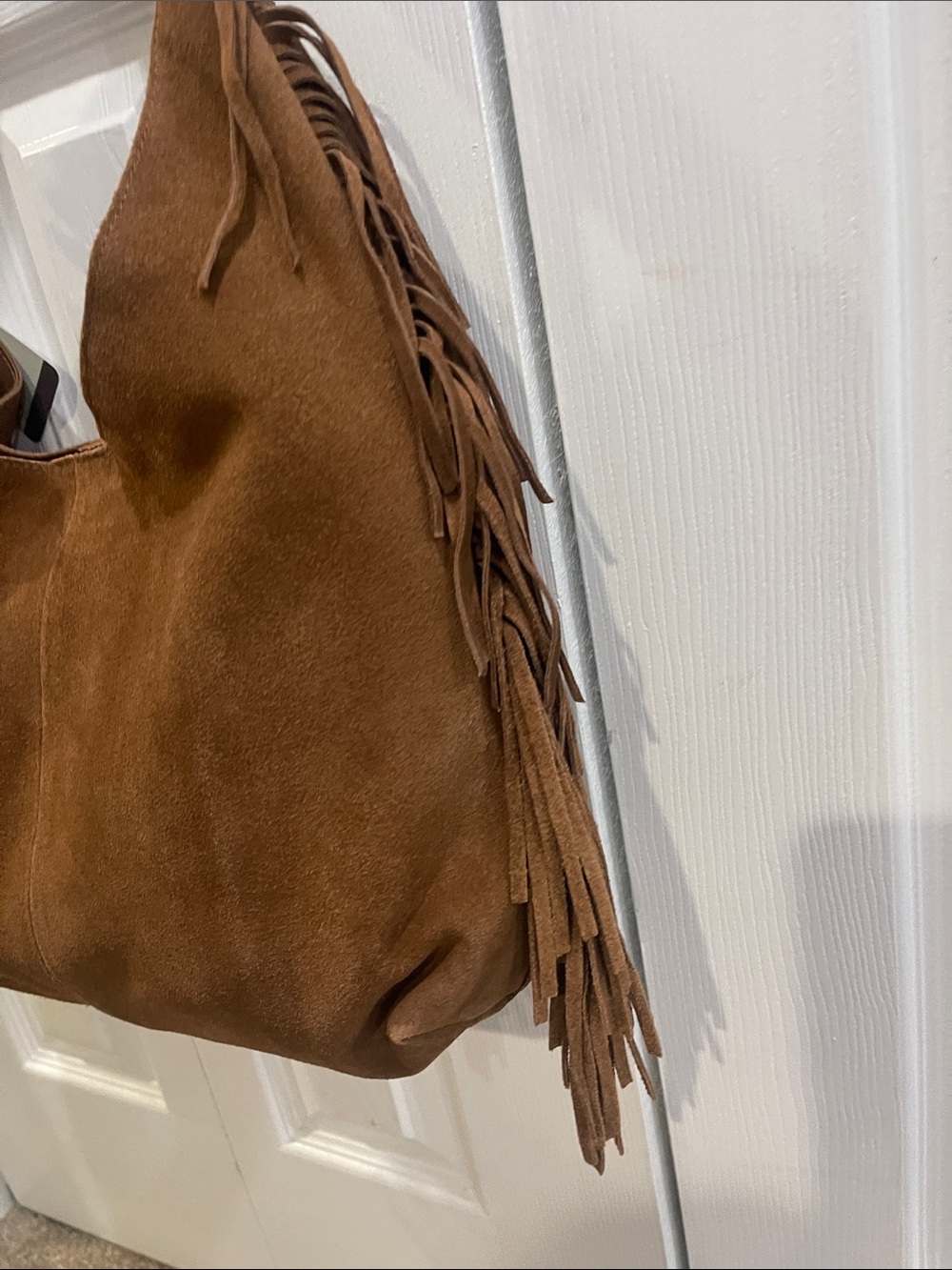 Haute Hippie Suede Fringe Hobo Bag in Brown new with tags - Picture 9 of 12